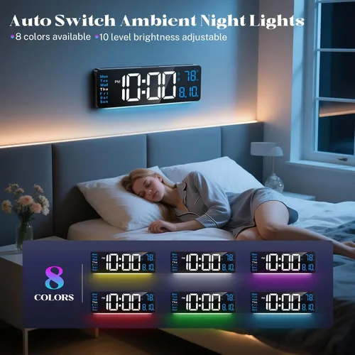 Miniatura 4 de Relojes Digitales de Pared, Pantalla Grande de 16 Pulgadas, Reloj Digital para Aula con Control Remoto, Fecha, Semana, Alarma, Temperatura, Luz