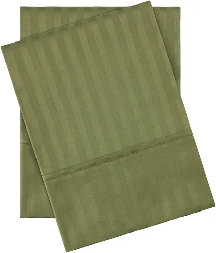 Miniatura 13 de Algodón egipcio de 300 hilos franjas Funda de almohada Set, Hunter Green, King