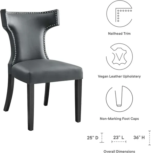 Miniatura 9 de Modway Silla de comedor de cuero vegano Curve en gris