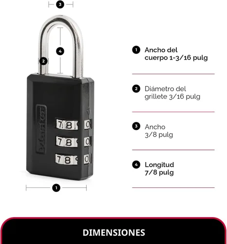 Miniatura 5 de Master Lock 120Q Candados anchos con llave, 3/4 pulgada, latón macizo, 4 unidades, 647D
