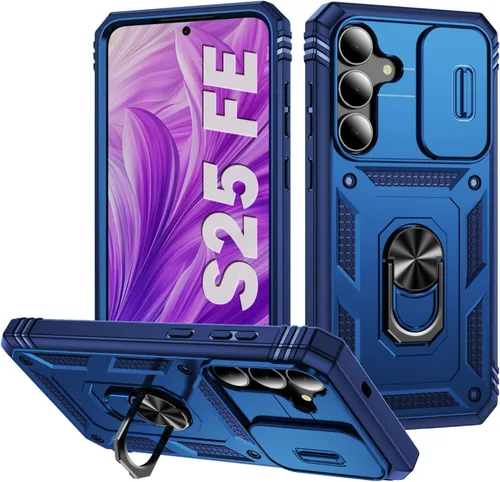 Miniatura 20 de PASNEW Funda para Samsung Galaxy S22 Ultra 5G, cubierta de cámara deslizante y soporte de dedo de metal giratorio de 360°, militar, resistente, a