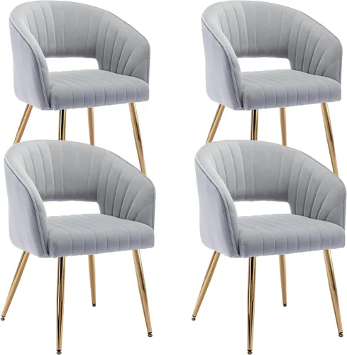 Miniatura 10 de KCC Juego de 2 Sillas de Comedor de Acento Moderno, Sillas de Comedor Tapizadas en Terciopelo con Respaldo Hueco, Sillas de Cocina Acolchadas Sillas
