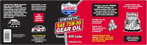 Miniatura 3 de Lucas Oil 10048 SAE 75W-90, lubricante sintético para transmisión y diferencial, 1 galón
