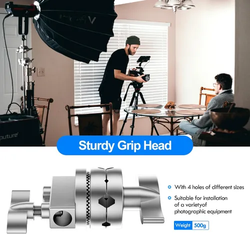 Miniatura 6 de EMART Paquete de 2 soportes C resistentes de 10 pies/9.8 ft, trípode de fotografía de acero inoxidable ajustable con brazo de sujeción y cabeza