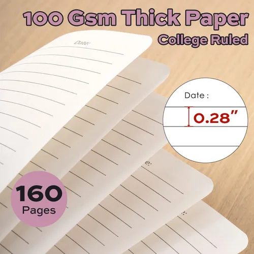 Miniatura 4 de deli Paquete de 6 cuadernos con espiral rayados, 160 páginas, A5 (5.5 x 8 pulgadas), cuaderno de escritura de tapa dura, diario encuadernado