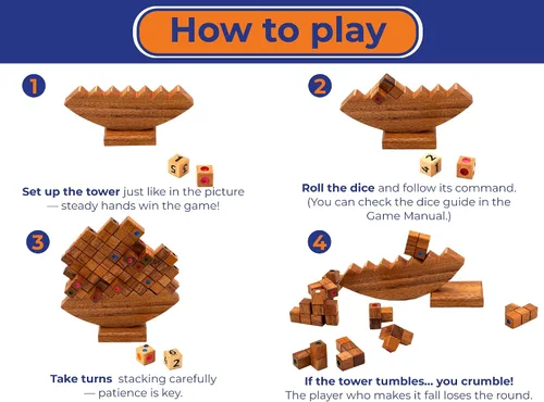Miniatura 5 de BSIRI - Torre apilable de madera – Noche clásica de juegos familiares para adultos y personas mayores, juegos de mesa divertidos de mesa