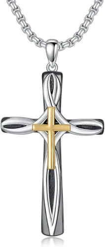 Collar de cruz para hombres y mujeres, plata de ley 925 celta, crucifijo, clavogancho de pez, colgante de cruz con cadena de acero inoxidable,