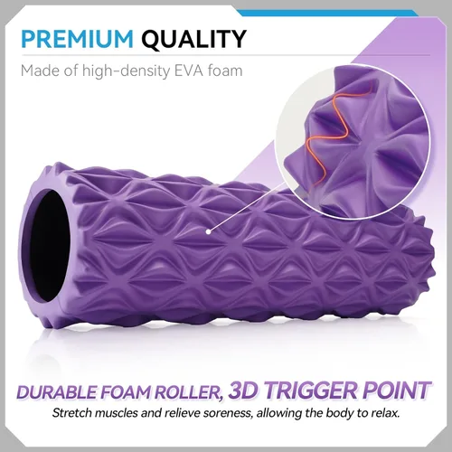 Miniatura 3 de Rodillo de espuma, masajeador de tejido profundo de 15 pulgadas para masaje muscular, liberación de puntos gatillo miofascial, ejercicio, yoga