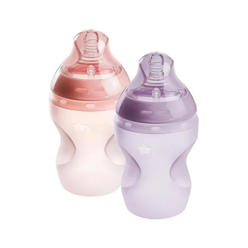 Tommee Tippee Natural Start - Biberones de silicona anticólicos de 9 onzas, sin BPA, para bebés de 0+ meses, la silicona se siente como la piel de