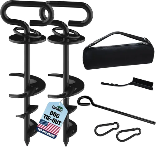 Miniatura 27 de Eurmax USA Estaca de amarre resistente para perros grandes de hasta 210 libras, estacas para perros para exteriores, anclaje de suelo para correa