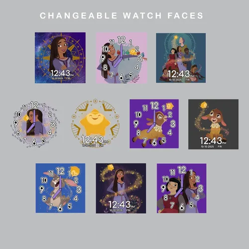Miniatura 6 de Accutime Disney Wish Purple Asha y Dahlia - Reloj inteligente con pantalla táctil de aprendizaje educativo para niñas, niños, niños pequeños, cámara