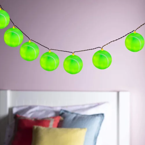 Miniatura 8 de 5.4 ft de largo, 10 pelotas deportivas para interiores, funciona con pilas, luces LED con forma de tenis, luz nocturna para Halloween, Navidad