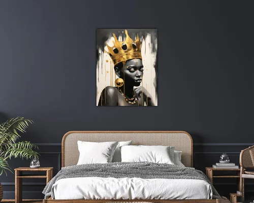 Miniatura 200 de Arte de pared afroamericano, decoración de rey y reina bailarín negro para sala de estar, arte de pareja de amor negro para dormitorio, lienzo
