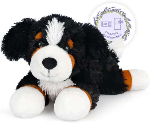 SuzziPals Perro gran boyero suizo de peluche calefactable y enfriable, almohadilla térmica apta para microondas para calma y relajación, perro de