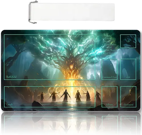 Miniatura 6 de DAUXID Tapete de juego MTG cosido de alta calidad con zonas y parte trasera de goma antideslizante, tapete de juego TCG para MTG y otros