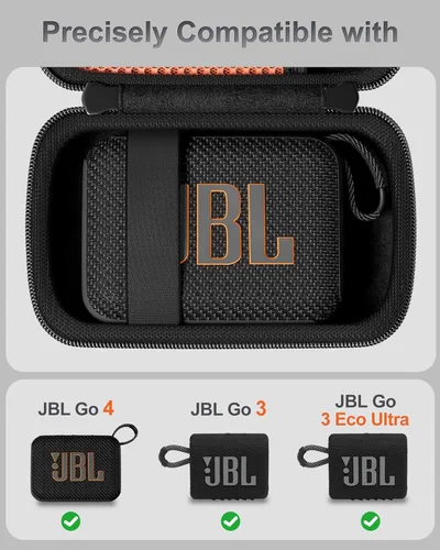 Miniatura 2 de ProCase Estuche rígido de viaje para altavoz JBL Go 4 2025/ Go 3/ Go 3 Eco Ultra, caja portátil impermeable para altavoz JBL Mini y accesorios, Negro