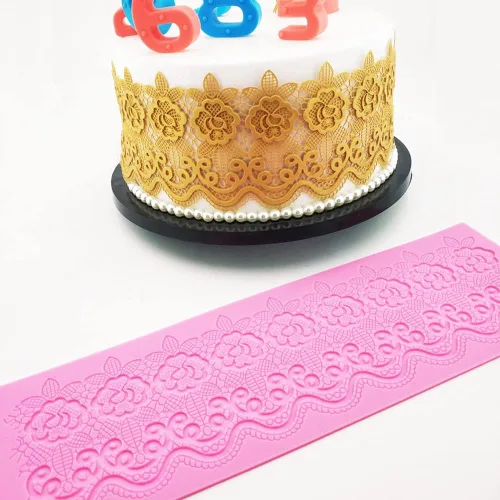 Miniatura 5 de Moldes de fondant de encaje en relieve, tapete de encaje de flores de múltiples círculos, herramienta de decoración de pasteles de boda, molde