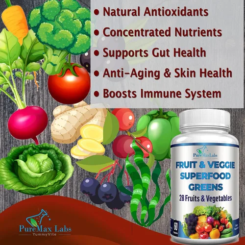 Miniatura 3 de Verdes superalimentos de frutas y verduras - 28 frutas y verduras con alfalfa, hierba de cebada, espirulina, raíz de remolacha, cereza ácida