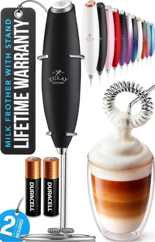 Miniatura 39 de Zulay Kitchen Espumador de leche de mano con pilas Duracell AA – Mezclador eléctrico ultrarrápido y creador de espuma, mezclador de bebidas fácil