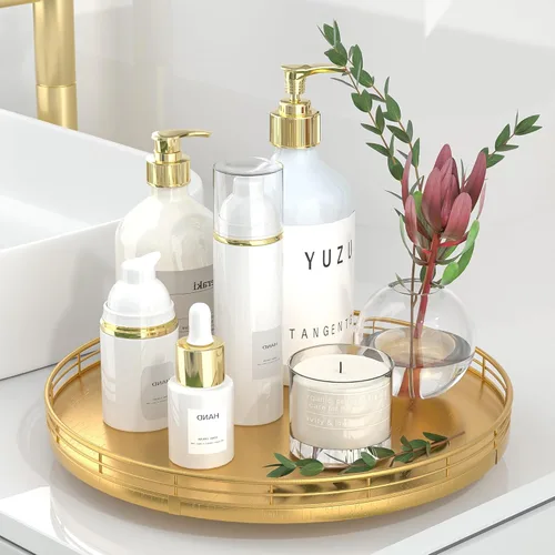 Miniatura 40 de Bandeja de baño de madera de roble de 12 pulgadas para mostrador, bandeja de tocador para perfume, loción, velas, maquillaje, joyería, fregadero