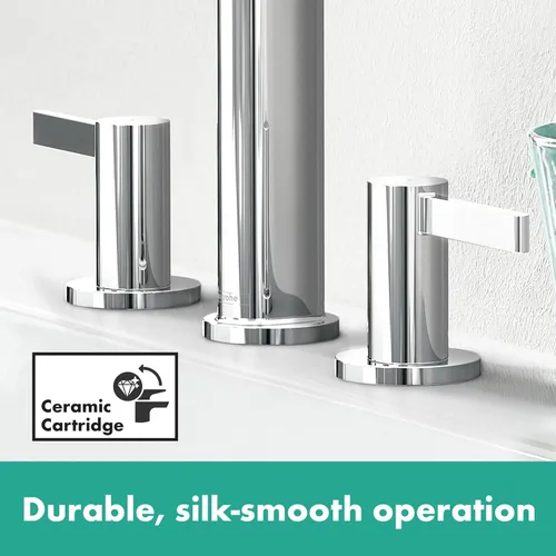 Miniatura 4 de hansgrohe Finoris 76033001 - Grifo de lavabo de baño de 2 manijas y 3 agujeros para tocador de 1.2 GPM, cromado, 76033001