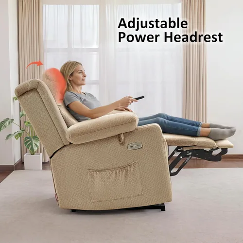 Miniatura 5 de MCombo Silla Reclinable Mediana de Elevación con Triple Motor Eléctrico con Masaje y Calor para Personas Mayores, Reposacabezas Ajustable, Posición