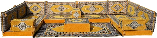 Miniatura 10 de arabicsofa Cojines de piso árabe en forma de U – Sofá tradicional Majlis con sofá otomano
