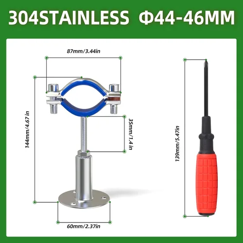Miniatura 2 de TAISHER 4 soportes de tubo ajustables de acero inoxidable 304 para montaje en pared, abrazadera de soporte de correa de tubo ajustable, adecuado