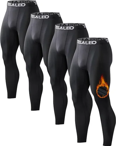 Paquete de 5 o 4 pantalones de compresión térmica para hombre, con forro polar, mallas deportivas para clima frío, ropa de invierno