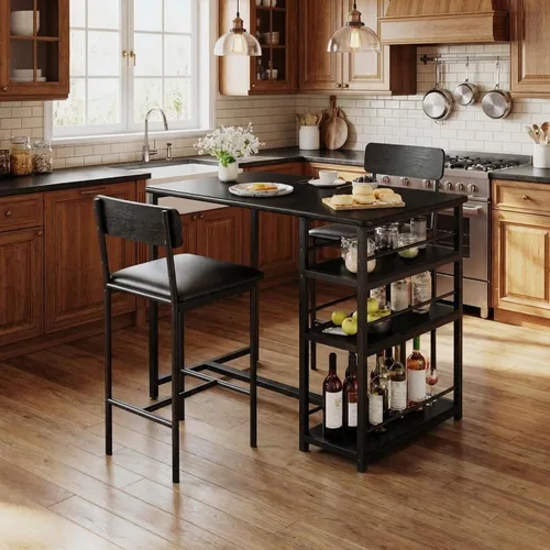 Miniatura 3 de Juego de mesa de comedor IDEALHOUSE para 2, mesa de cocina de altura de mostrador y sillas, juego de mesa de bar con 2 taburetes tapizados, juego