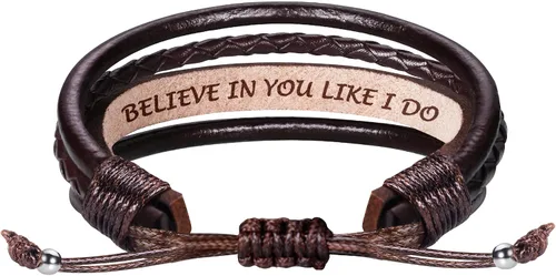 Miniatura 7 de Regalos del día del padre para papá, marido, pulsera de cuero para hombres, él, novio, hijo, ajustable, marrón, pulsera de cuero para hombre