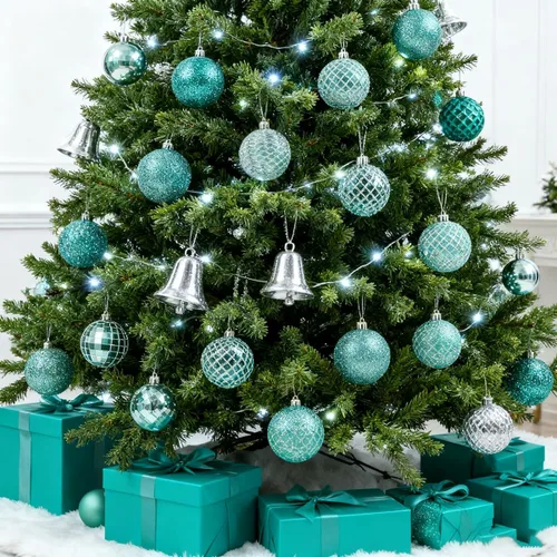 Miniatura 6 de LANGXUN 36 bolas de decoración de árbol de Navidad de pavo real, bolas de Navidad, decoración de Navidad 2025, adornos de Navidad inastillables
