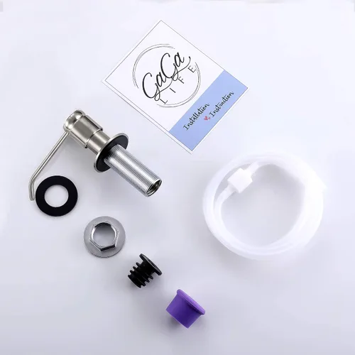 Miniatura 9 de GAGALIFE Dispensador de jabón para fregadero de cocina (níquel cepillado) y kit de tubo de extensión, cabezal completo de latón, tubo de silicona