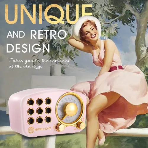 Miniatura 3 de Altavoz Bluetooth retro, radio FM Radio-Greadio vintage con estilo clásico antiguo, fuerte mejora de graves, volumen fuerte, conexión inalámbrica