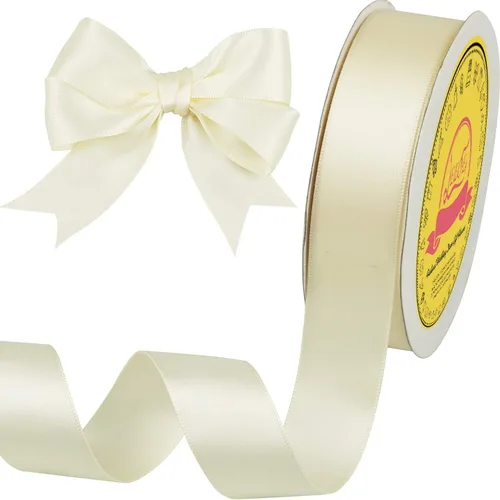 Miniatura 157 de Cinta de satén blanca antigua de doble cara de 1-1/2 pulgadas x 50 yardas, cinta de poliéster para envolver regalos, día de San Valentín, bodas