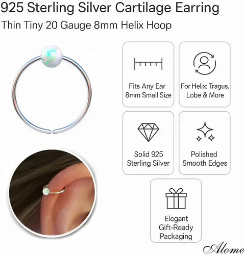 Miniatura 12 de Variedad de aretes de aro para cartílago