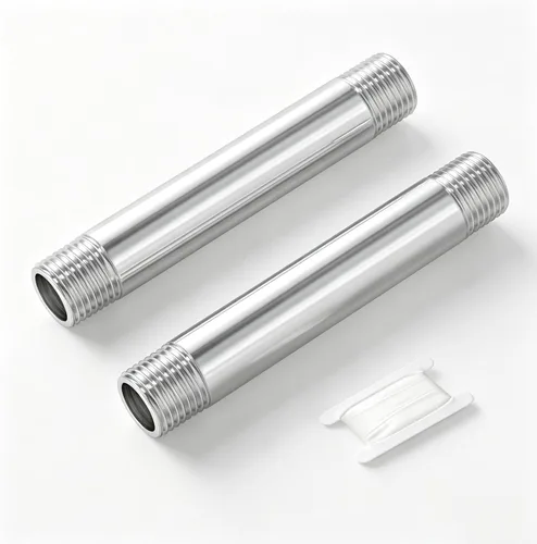 TAISHER 2 accesorios de tubería de acero inoxidable, 1/2 "NPT x 1/2" NPT macho roscado, tubo fundido de pezón de 6 pulgadas de longitud