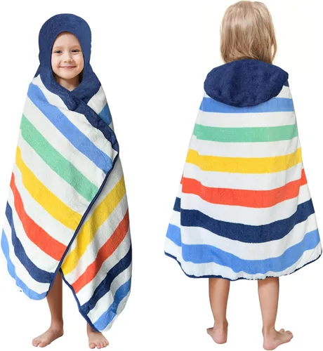 Miniatura 14 de Style Quarters - Toalla de baño para bebé, 100 % algodón de rizo suave con capucha, toalla de playa de alpaca de dibujos animados, toalla de playa