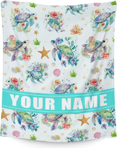 Miniatura 10 de Manta de tortuga para regalo, manta de 40 x 30 pulgadas, cálida, acogedora, suave, manta de regalo de tortuga marina para niñas y niños, decoración