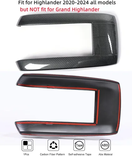 Miniatura 2 de Cubierta para caja de reposabrazos de control central para Toyota Highlander 2020-2025, protector de reposabrazos de fácil limpieza antiarañazos