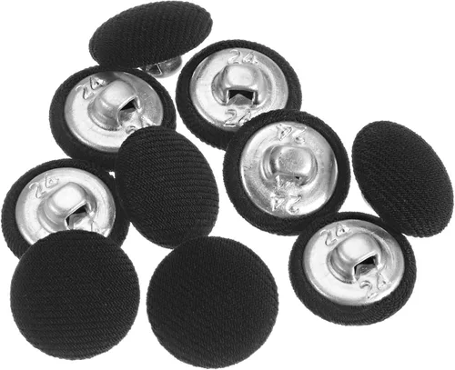 Miniatura 61 de HARFINGTON 10 botones de tela de 24L cubiertos de tela de 0.59 pulgadas, vástago de metal, botones de costura redondos para trajes, blusas de Azul