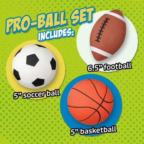 Miniatura 4 de Toysmith ¡Sal a Jugar! Juego de pelotas profesionales (paquete de 3) – Pequeñas pelotas deportivas para niños de 3 años en adelante – Incluye pelota