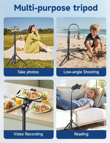 Miniatura 5 de Soporte de trípode para teléfono, trípode de teléfono celular de 85 pulgadas de alto para iPhone con control remoto de cuello de cisne, soporte