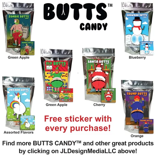 Miniatura 4 de Zombie Butts - Discos de gelatina con sabor a fruta de manzana verde, divertido y único regalo de broma de dulces de Halloween para cumpleaños