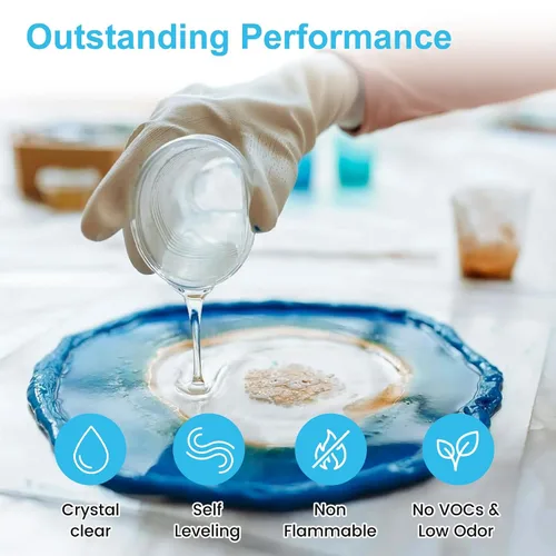 Miniatura 4 de 1 Gallon Epoxy Resin Kit – Self-Leveling, Bubble-Free, Non-Yellowing, High Gloss Finish–1:1 Mix Ratio for DIY Crafts, Table Tops, Coasters, Jewelry