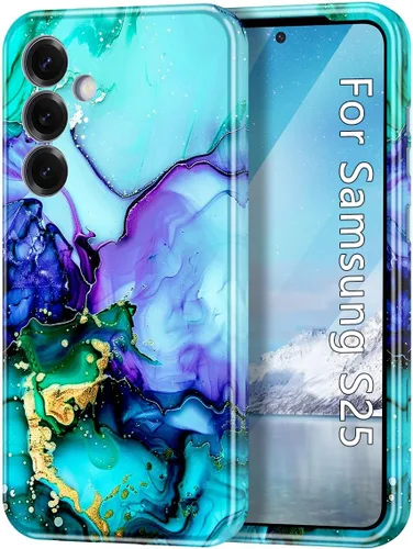 Miniatura 55 de Btscase para Samsung Galaxy S25, [Probado contra caídas de grado militar] Funda protectora de diseño de patrón de mármol, resistente, delgada
