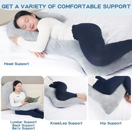 Miniatura 5 de SAHEYER Almohada corporal para dormir de lado, almohada de espuma viscoelástica de 68 pulgadas de largo con funda, almohada de cuerpo completo