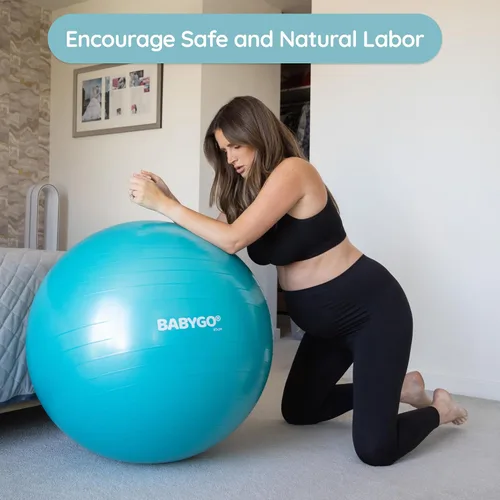 Miniatura 2 de BABYGO® Birthing Ball for Pregnancy Maternity Labour & Yoga + Our 100 Page Pregnancy Book, Exercise, Birth & Recovery Plan, Anti-Burst Eco Friendly