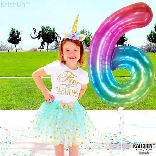 Miniatura 8 de Globos gigantes del número 60 para cumpleaños de niña – 40 pulgadas Globo arcoíris 60 para decoraciones de cumpleaños 60 para niñas Globos