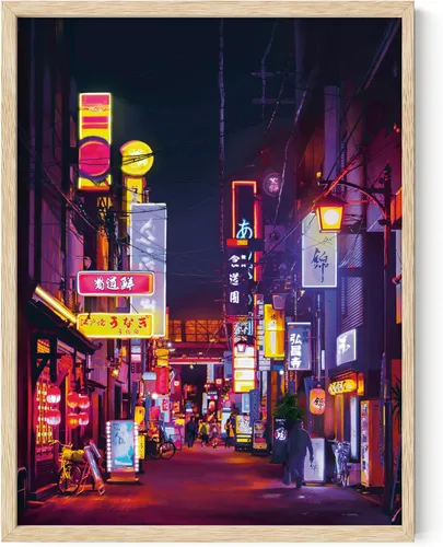 HAUS AND HUES Póster de Tokio, arte de pared de neón de anime japonés, decoración urbana de luces de ciudad de Tokio, póster genial de Cyberpunk